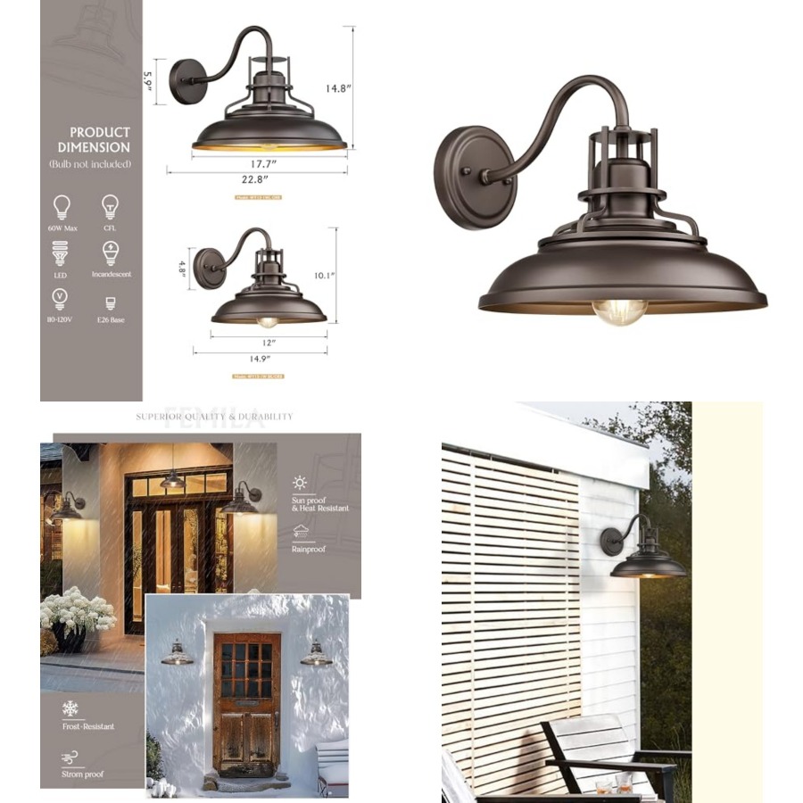 Wall Lighting Outdoor - Lampada da Esterno Stile Fienile, Apparecchio