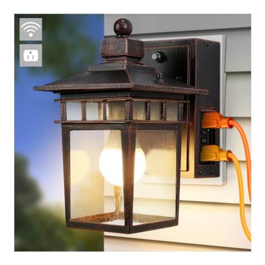 Outdoor Lighting Sconce - Lampada da Esterno con Presa GFCI,